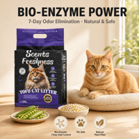 Litière pour chat en gros, mélange de tofu et de maïs, à base de farine de soja, agglomération rapide et ferme, sans bris, faible poussière, jetable aux toilettes, fabrication OEM, marque privée