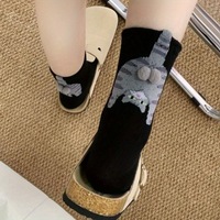 En stock, taille unique, chaussettes d'hiver pour femme, motif œuf de chat, nouvelle collection 2025, mignonnes, drôles, dessin animé, couple, polyester