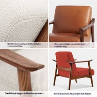 Fauteuil de salon individuel nordique, design moderne, bois de frêne massif, dossier inclinable, durable, meubles de salon
