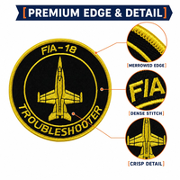 Patch brodé 3D personnalisé en sergé, motif aviateur pilote de chasseur F-18, thermocollant pour chapeaux, sacs et vestes