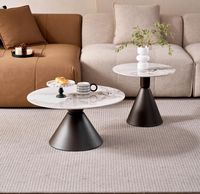 Table console ronde de style nordique en métal robuste et durable avec dessus en pierre frittée petite table basse pour bureau à domicile