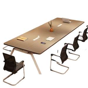 Mesa de Conferencia Rectangular con Caja de Cables Desmontable, Mueble de Oficina Estable para Sala de Reuniones - Product Image 5