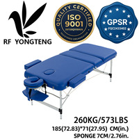 Table de massage pliable légère à 3 sections, réglable, en aluminium, portable, pour spa, beauté, tatouage, physiothérapie