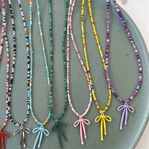 Nuevo Estilo Elegante Collar con Colgante Boho, Cadena de Cuentas, Joyería de Fiesta para Mujer, Gargantilla de Resina Acrílica con Lazo para Niñas - Product Image 2