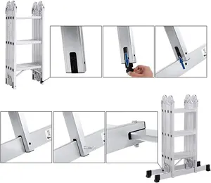 Soyoung 4X3 Stappen Groot Scharnier Multifunctionele Ladder Voor Thuisgebruik 3.56M Opvouwbare Opstap Aluminium Ladder