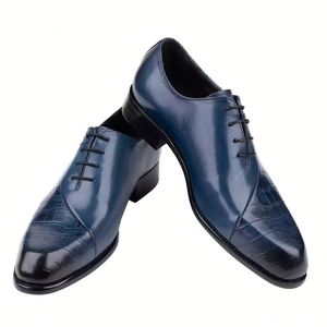 Men's Luxury Thick-Soled Genuine Leather Elevator <b>Shoes</b> Trendy English-Style Carved Shiny Lace-Up Design - Product Image 6