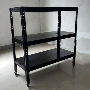 Adjustable Metal Storage <b>Rack</b> With Casters Rectangle <b>Shelf</b> For Garage Standing Type Carbon Steel - Product Image 2