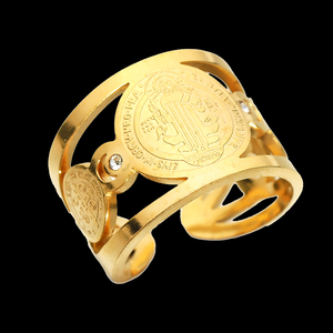 แหวนสแตนเลสสตีลหนาสำหรับผู้ชายแหวนแบบเปิดสำหรับงานแต่งงานและงานเลี้ยง - Product Image 1