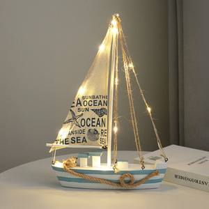 Wooden <b>Led</b> Sailboat Model Ornament With Backlight For Living Room Decor Birthday Gift - Product Image 3