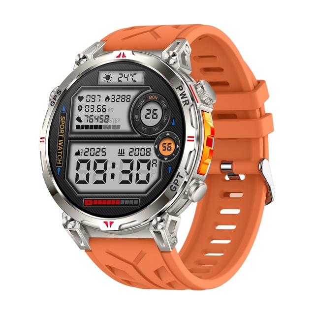 Outdoor Sports GPS Smartwatch Unisex 3ATM Waterproof Alarm Clock Compass Barometer Multi-System Tracking Rugged Tactical AMOLED