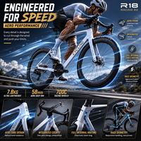 Roues de vélo de route en carbone intégral R18 7,8 kg T800 T1000 WheelTop GEX 13S avec freins à disque hydrauliques sans fil et rayons en carbone