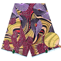 Nouveau Tissu Africain Original en Wax Pagne Ankara de Luxe Grand Super Pailleté de 6 Yards, Motif Fleurs pour Robes Nigeria Batik