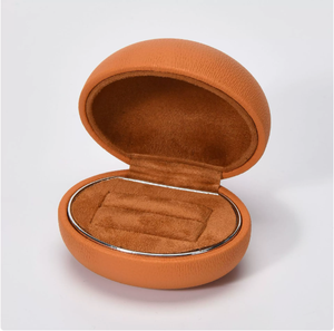 Oval PU Leather <b>Ring</b> <b>Box</b>, Hinged Round Jewelry <b>Ring</b> Case, Luxury Engagement <b>Ring</b> Gift <b>Box</b> - Product Image 4