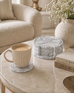Indian Supplier <b>Marble</b> <b>Coasters</b> Set for for Traditional Tea Serving Coffee Shops Boutique Cafes Available at Good Price - Product Image 3