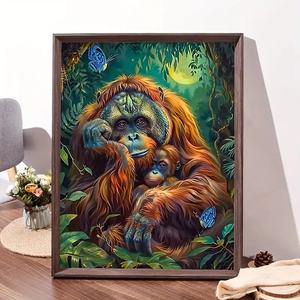Peinture en résine personnalisable de haute qualité avec mosaïque de diamants 5D écologique à perçage rond, motif jungle orang-outan, vente en gros - Product Image 2