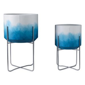 Fioriere in metallo sfumato con supporto, vasi rialzati per interni ed esterni, decorazione per la casa, soggiorno e giardino - Product Image 4
