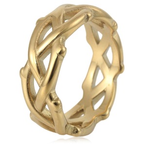 yunnique Thorny Vine Woven <b>Titanium</b> Steel <b>Ring</b> Gold Unisex Fashion Jewelry Gift - Product Image 1