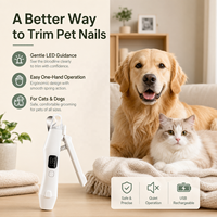Coupe-ongles et ponceuse multifonction de luxe moderne pour chiens et chats, outil de toilettage et de soin des pattes avec lumière LED rechargeable en plastique