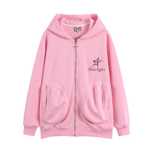 Manufacturer Full Custom <b>Stitch</b> Logo Embroidery Zip-<b>Up</b> Unisex Winter Hoodie 100% Cotton Letter Pattern Digital Printing - Product Image 1