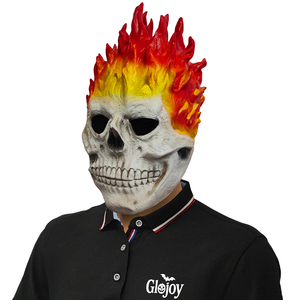 Máscara de Látex de Calavera Flameante de <span class=keywords><strong>Ghost</strong></span> <span class=keywords><strong>Rider</strong></span> para Halloween, Disfraz de Cosplay para Fiesta de Disfraces, Accesorios de Juego de Rol, Personalizable - Product Image 6