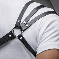 Harness Pria Kulit PU Harness Dada Pria Gay Bondage Kulit Hitam Aksesoris Pria Erotis Bagian Atas Tubuh