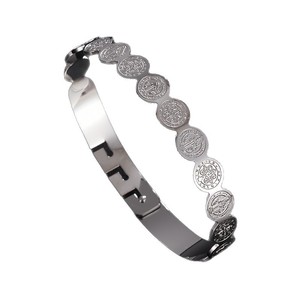 Classico Bracciale Sportivo/Casual in Acciaio Inossidabile 316 Placcato Oro con Cornice di San Benedetto, Gioiello Amuleto Cattolico di Gesù <span class=keywords><strong>per</strong></span> Uomini e Donne - Product Image 5