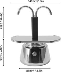 Cafetière expresso <span class=keywords><strong>italienne</strong></span> Kingze à double valve en acier inoxydable avec 2 tasses - Product Image 4