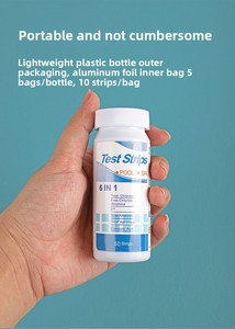 Bandelettes de <span class=keywords><strong>test</strong></span> 6 en 1 pour piscine et spa : <span class=keywords><strong>test</strong></span> du chlore total, du brome, du pH, de l'alcalinité totale, de la dureté totale, de l'<span class=keywords><strong>acide</strong></span> <span class=keywords><strong>cyanurique</strong></span>, kit de <span class=keywords><strong>test</strong></span> de la qualité de l'eau - Product Image 4