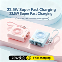Nouvelle mini batterie externe électronique 10000 mAh, mince et portable, avec câble USB-C, Powerbanks 10000 mAh