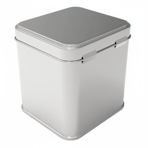 Caja de lata cuadrada 500 ml Té Café y bebidas calientes Contenedor de metal 75x75x102mm 0,5 LT Tapa deslizante - Product Image 2