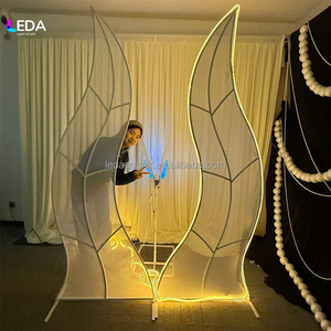 LEDA <b>Wedding</b> India S Shape Backdrop <b>Frame</b> Interior LED Light Metal Mesh Yarn Backdrop Stand for <b>Wedding</b> Stage - Product Image 4