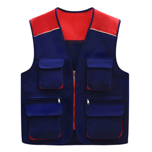 Multi Pocket Vest Work Uniform Red Polyester Outdoor Sports Vest With Multiple Pockets For Photography And Directing - Product Image 4