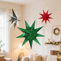 Lanterne en papier étoile à cinq branches 3D écologique de haute qualité, ornement de sapin de Noël pour décoration festive suspendue