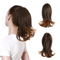 Perruque queue de cheval en soie haute température pour femmes, style européen et américain, en fibre mate à petites boucles, avec pince à griffes, cheveux tressés, Zhejiang