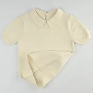 Sweater pullover rajutan polos bayi perempuan, pakaian rajut lengan pendek musim panas
