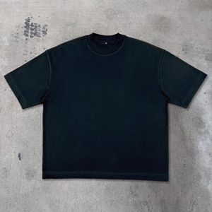 Wholesale Boxy Round Neck T Shirts High Quality Cotton Black Cropped Shirts for Men Drop Shoulder Oversized Blank T-Shirt - Product Image 1
