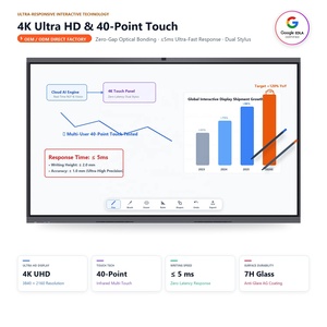 Lavagna Interattiva <span class=keywords><strong>Digitale</strong></span> 4K per Aula Scolastica 75 86 Pollici, Doppio Stilo, Vetro Temperato Antiriflesso 7H, Monitor Touch Screen Interattivo - Product Image 3