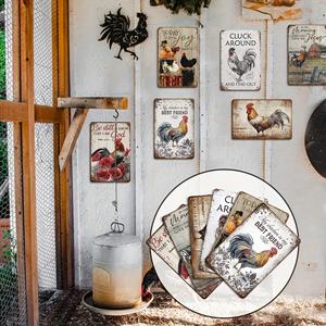 Pancarte en métal rétro « Rooster Chicken » – Décoration murale « Cluck Around and Find Out » pour ferme, poulailler et maison - Product Image 1