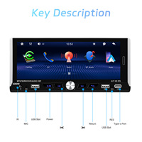Lecteur MP5 pour voiture 1DIN de 6,9 pouces avec bouton de commande, prend en charge le CarPlay sans fil, l'entrée de caméra de recul et la fonction de navigation automobile.
