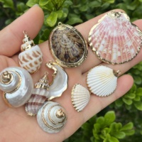 Pendentif en coquille de conque plaqué or naturel, fait main, pour la création de colliers, bracelets et bijoux DIY