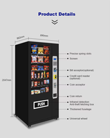 Distributeur automatique de snacks et de boissons de haute qualité pour les boissons gazeuses, acceptant les paiements en espèces, en pièces et par carte