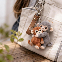 Porte-clés singe en crochet fait main en gros, pendentif animal mignon en peluche pour sac, sac à dos, décoration de voiture, cadeau