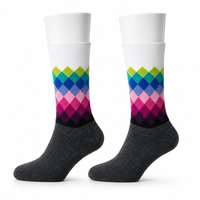 Chaussettes en coton à motif losanges, colorées, décontractées, avec logo personnalisé, douces, respirantes, fantaisie, tendance