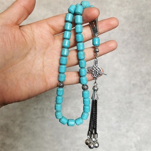 Vendita calda sintetico blu turchese pietra 8*10mm 33 perline Tasbeeh Subha Misbaha islamico Tasbih perline di preghiera musulmana Allah <span class=keywords><strong>rosario</strong></span> - Product Image 2