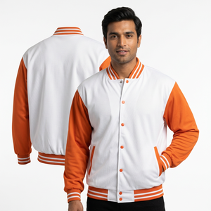Nouvelles vestes universitaires patchwork hip-hop pour hommes, col montant avec traitement enduit, du fabricant professionnel - Product Image 1