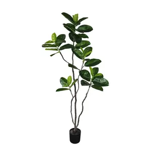 OH ARTS Lujosa Planta Artificial de Ficus y Caucho, Bonsái Moderno con Material de Tela de Seda Metálica para Decoración Navideña - Product Image 1