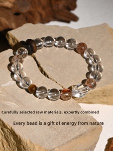 Bracelet en perles de cristal blanc naturel original Shanyu [Zhiguan Mingjing] pour femmes - Noir-Or Super Sept Apaisant Émotionnel - Product Image 3