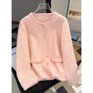 批发2026年春季新款时尚优雅气质圆领长袖针织开衫简约女式毛衣 - Product Image 1