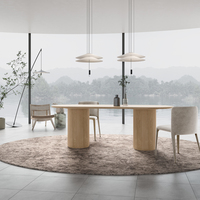 Mesa de comedor de madera maciza Simple nórdica, muebles ovalados ensamblados de diseño minimalista moderno de alta calidad para el hogar o la oficina