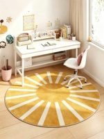 Tapis de sol circulaire moderne en flanelle à motif personnalisé, faible MOQ, impression numérique, antidérapant, pour la décoration intérieure de la maison et des espaces de vie